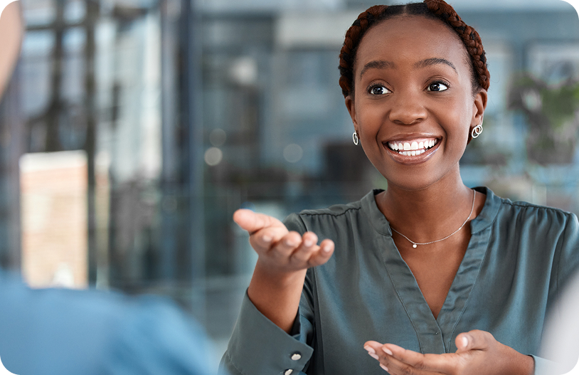 Woman reaching goals